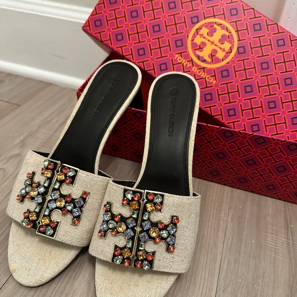 Tory Burch Shoes - Tory Burch Embellished Block Heels
